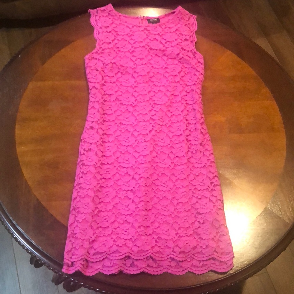 Nicole by Nicole Miller Pink Lace Midi Dress
